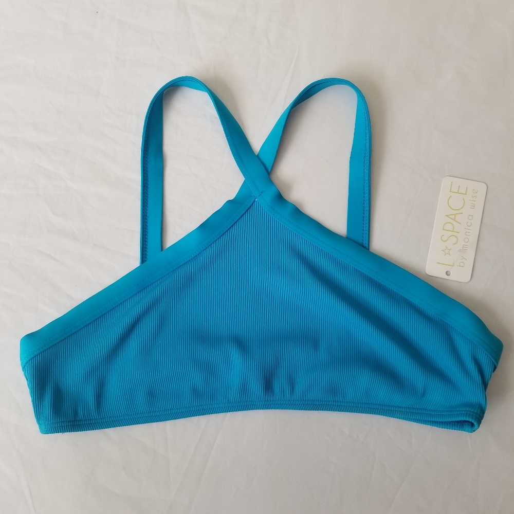 l*space Turquoise Blue Ribbed Bikini Top